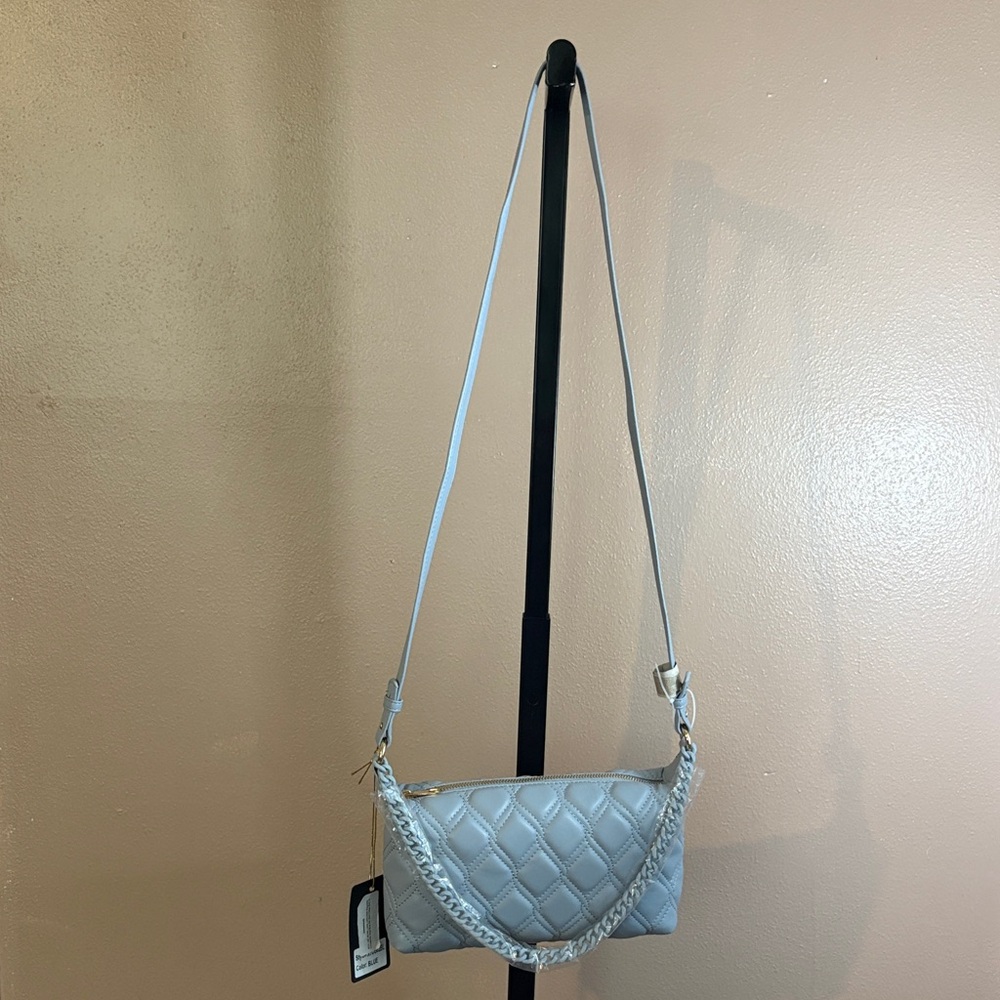 Elegant Quilted Silver Shoulder Bag